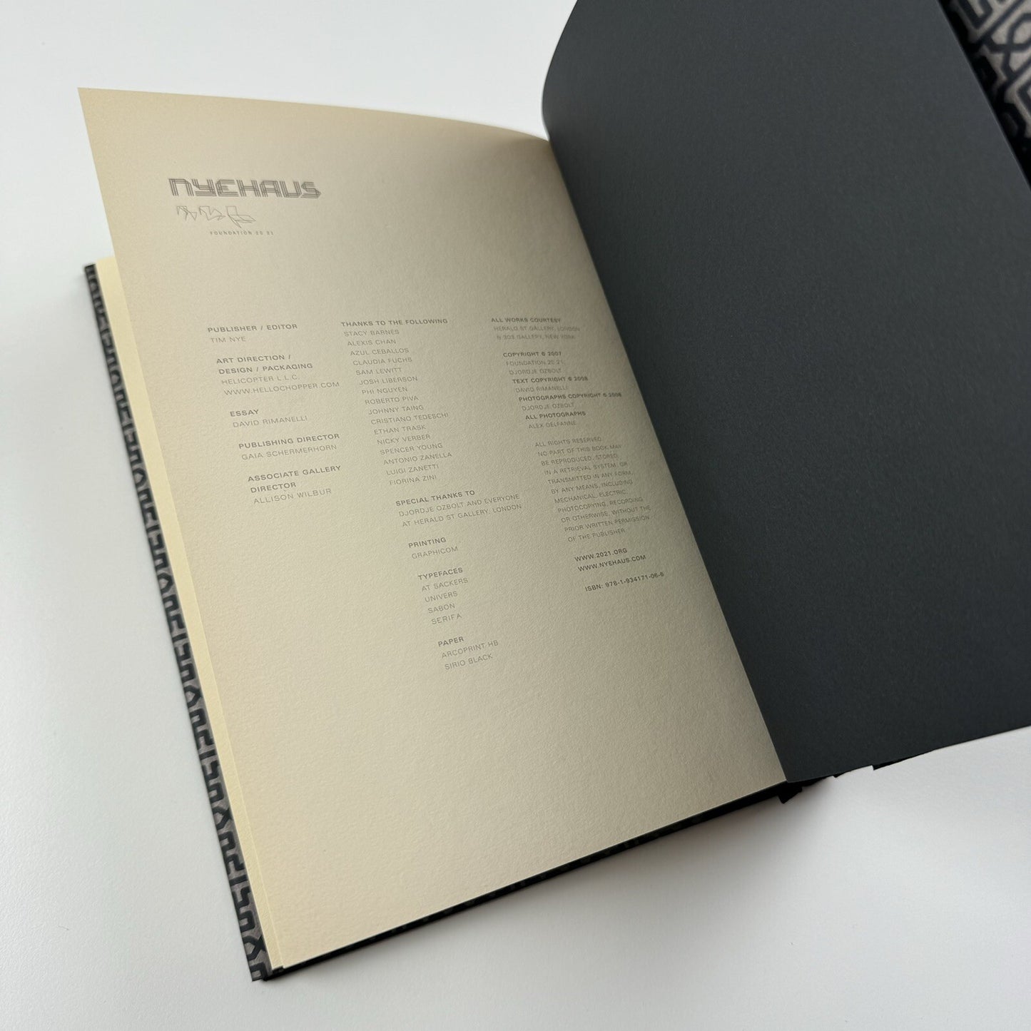 Djordje Ozbolt. Nyehaus, 2007 | Limited edition catalogue, numbered 976 of 1500