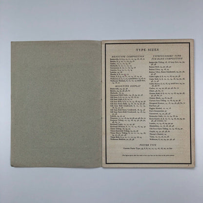Type Faces in use at The Curwen Press | 1951 Type specimen brochure