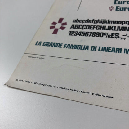 Nuova Serie Eurostile Nera Stretta compatta, Società Nebiolo | Type specimen leaflet | Aldo Novarese