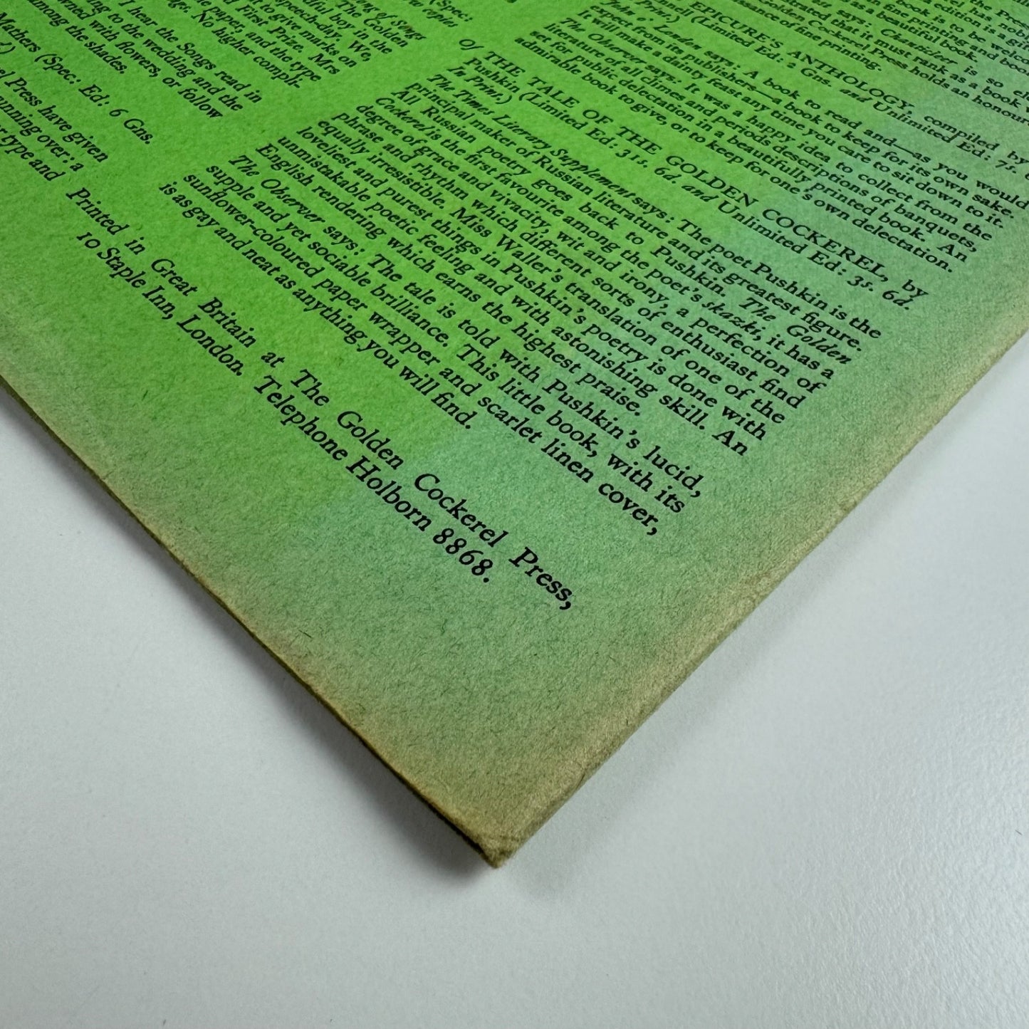 Folder The Golden Cockerel Press private press books spring list 1937 includes John Milton Paradise Lost