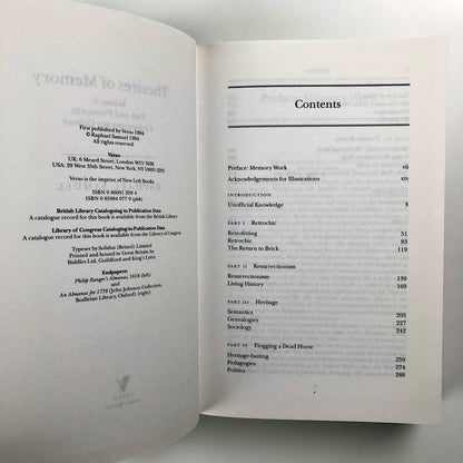 Theatres of Memory. Volume 1: Past and Present in Contemporary Culture by Raphael Samuel | Verso 1994