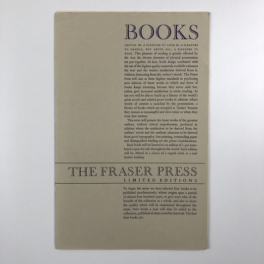 The Fraser Press Limited Editions | Gordon Fraser | Folder and inserts, c1970