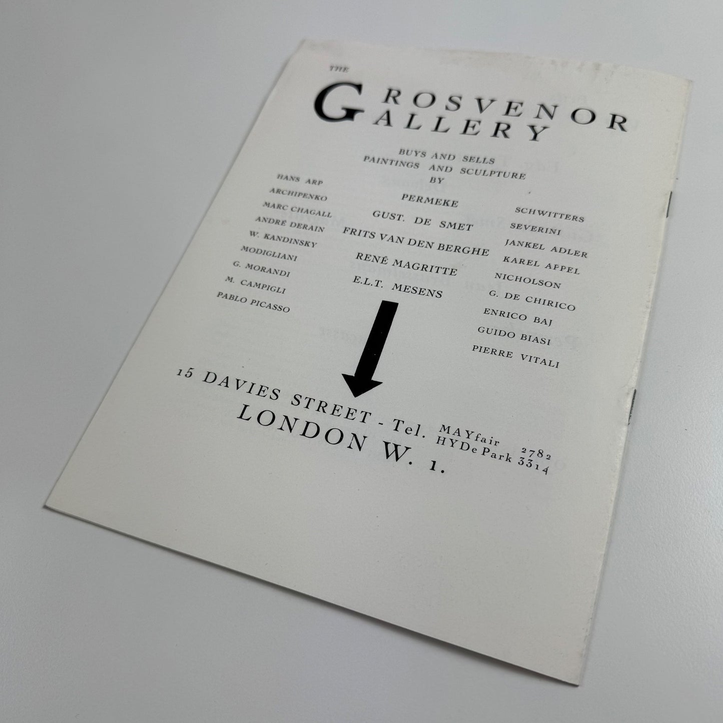 Leaflet Vijk Belgische Schilders uit Londen (Five Belgium painters) Maurice Jadot, Lucette Heseux, J. Kervyn de Meerendré, Marcelle van Caillie | Mesens 1961