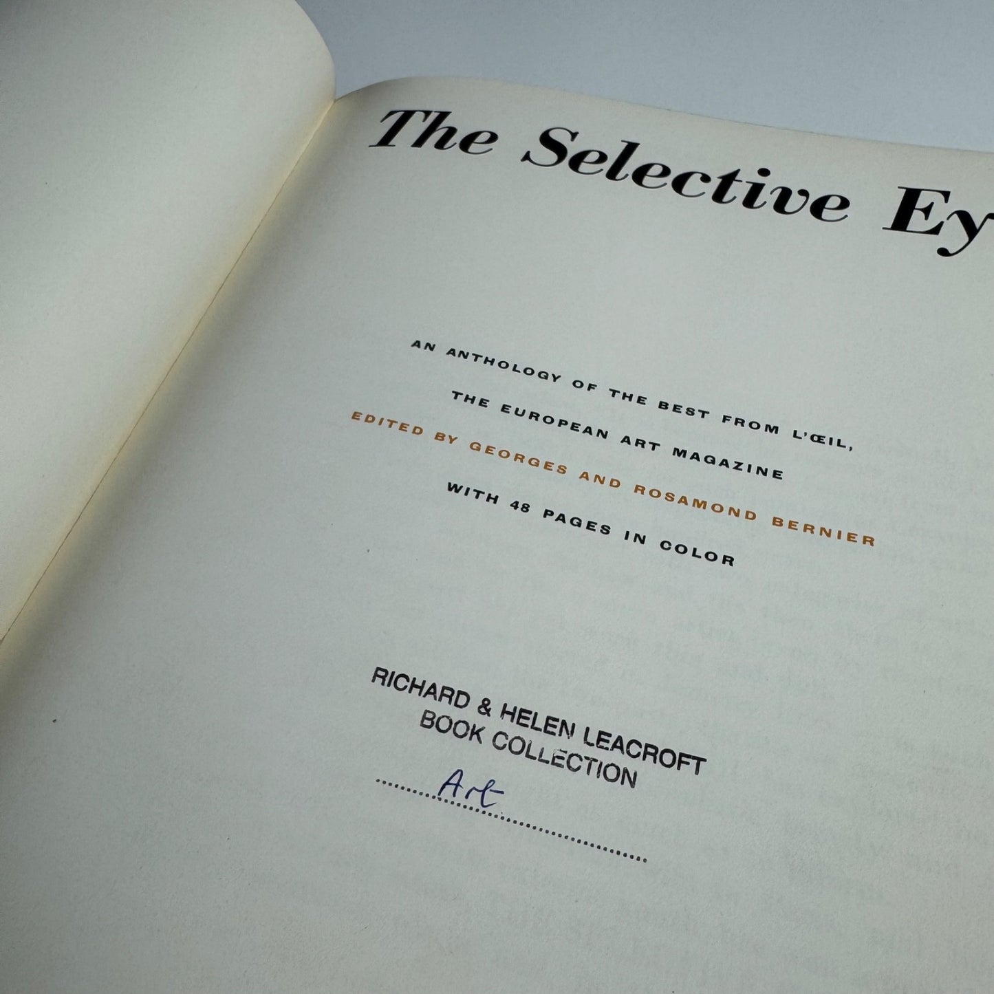 The Selective Eye edited by Georges and Rosamond Bernier | Random House, 1955