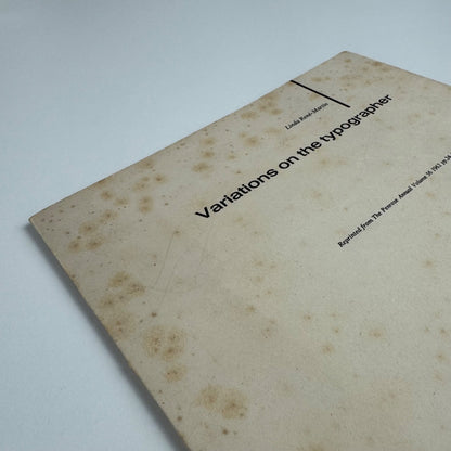 Variations on the typographer by Linda René-Martin Penrose Annual offprint 1962 signed by author