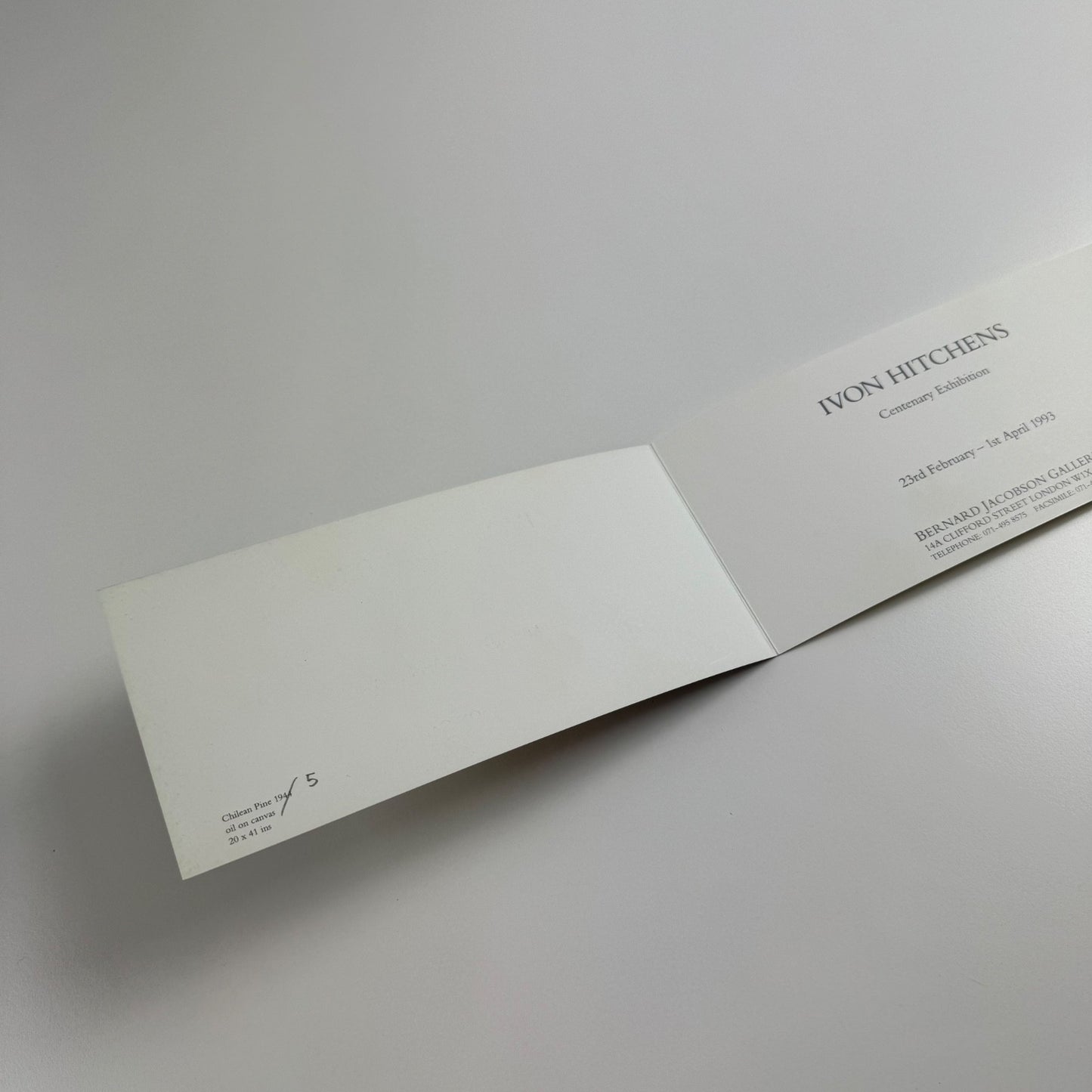Promotional card for Ivon Hitchens Centenary Exhibition | Bernard Jacobson 1993