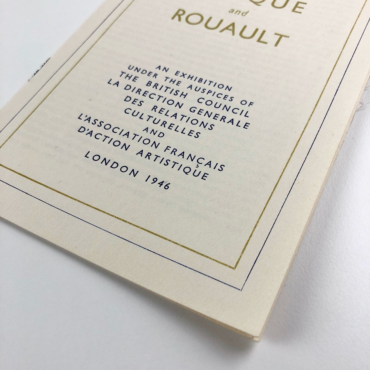 Braque and Rouault | British Council exhibition | Tate Gallery catalogue, 1946