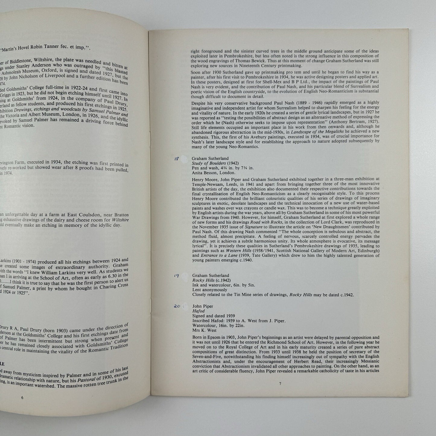 John Piper and English Neo-Romanticism | National Museum of Wales catalogue, 1982