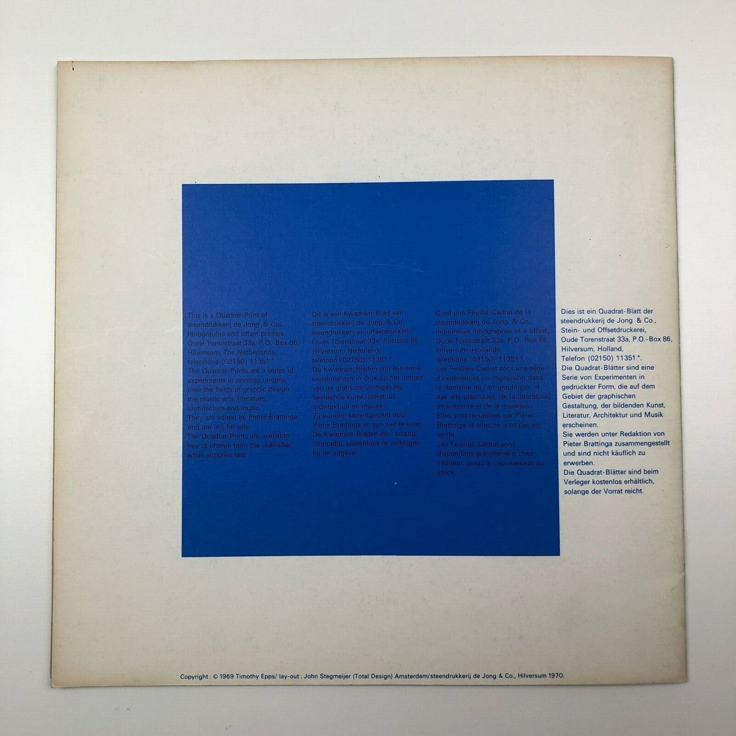 Quadrat Prints | An overview of the 'Alphabet' typeface designed by Timothy Epps, ed. Pieter Brattinga 1970