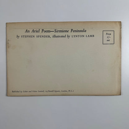 An Ariel Poem - Sirmione Peninsula by Stephen Spender, illustrated by Lynton Lamb, 1954 unopened envelope