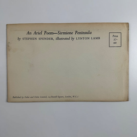 An Ariel Poem - Sirmione Peninsula by Stephen Spender, illustrated by Lynton Lamb, 1954 unopened envelope