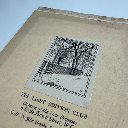 Ephemera: lunch menu The First Edition Club opening of the New Premises 6 Little Russell Street 1923