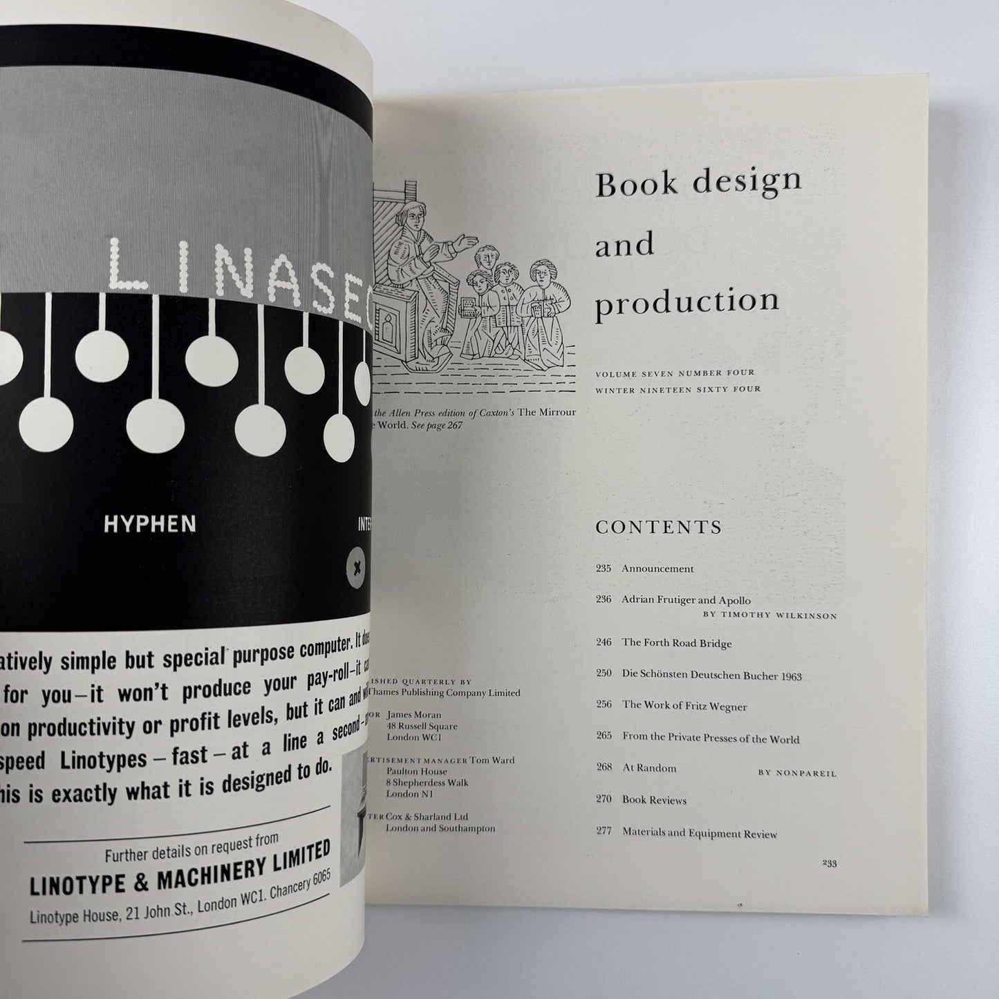 Book Design & Production – Vol 7 No 4 1964 | Thames Publishing | Edited by James Moran
