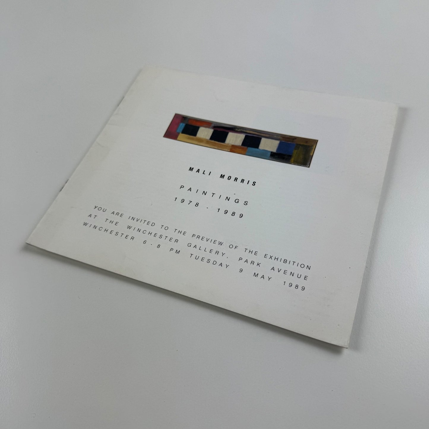 Leaflet Mali Morris. Paintings 1978-1989 The Winchester Gallery 1989