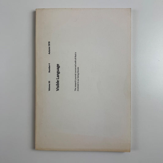 Visible Language journal Volume XII Number 4 Autumn 1978