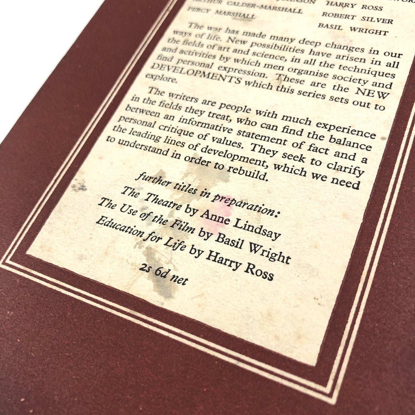 The Book Front New Developments by A. Calder-Marshall | The Bodley Head, 1947