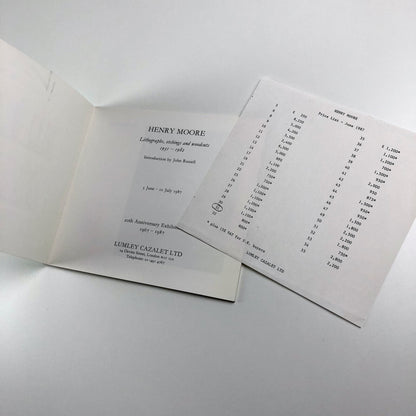 Henry Moore: Lithographs, etchings and woodcuts, 1931-1982 | Lumley Cazalet catalogue, 1987