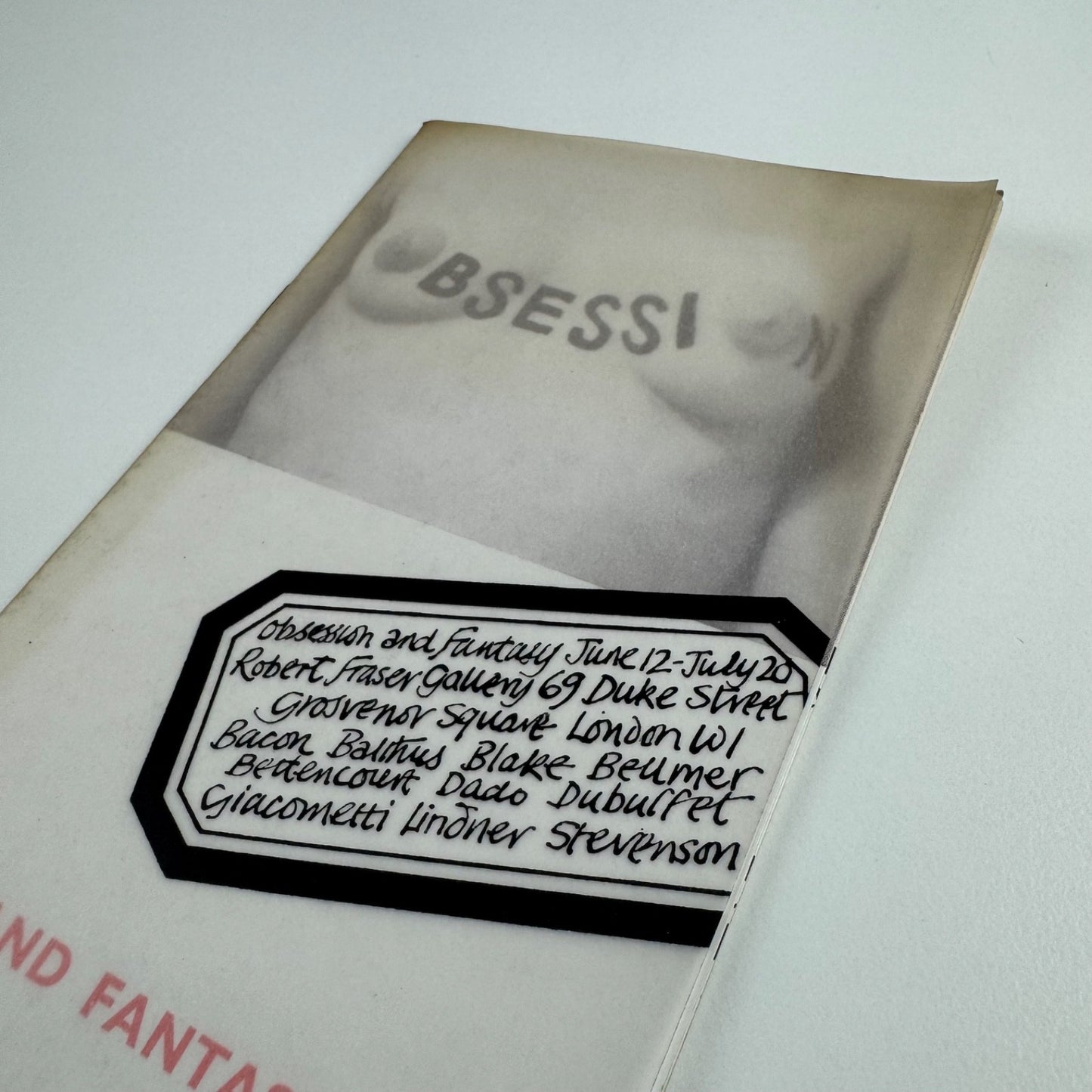 Obsession and Fantasy | Robert Fraser Gallery, London, June 1963? surrealism exhibition including: Bacon, Balthus, Blake, Beumer, Bettencourt, Dado, Dubuffet, Giacometti, Lindner, Stevenson