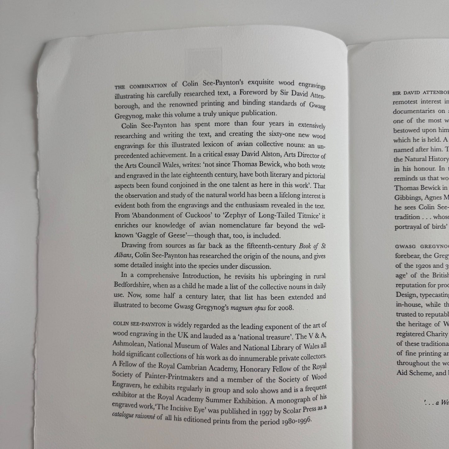 Leaflet for 'Of a Feather' by Colin See-Paynton | Gwasg Gregynog, 2008