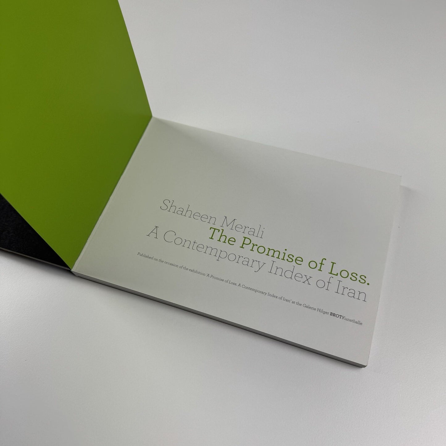 The Promise of Loss. A contemporary index of Iran | Exhibition catalogue, Galerie Hilger BrotKunsthalle, Vienna | By Shaheen Merali, 2009