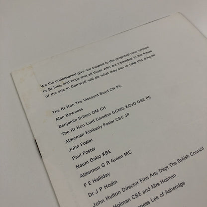 Penwith Society of Arts in Cornwall | Fundraising leaflet – presumed 1970s