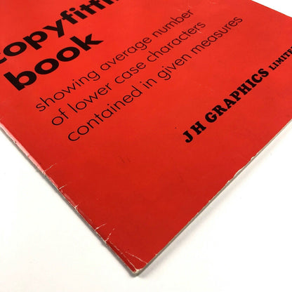 Copyfitting book showing average number of lower case characters contained in given measures | Booklet produced by J.H. Graphics Ltd.