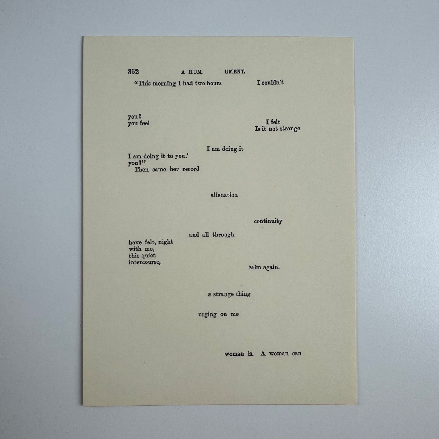 A Humument page 352 'This morning I' by Tom Phillips | The Tetrad Press, 1970