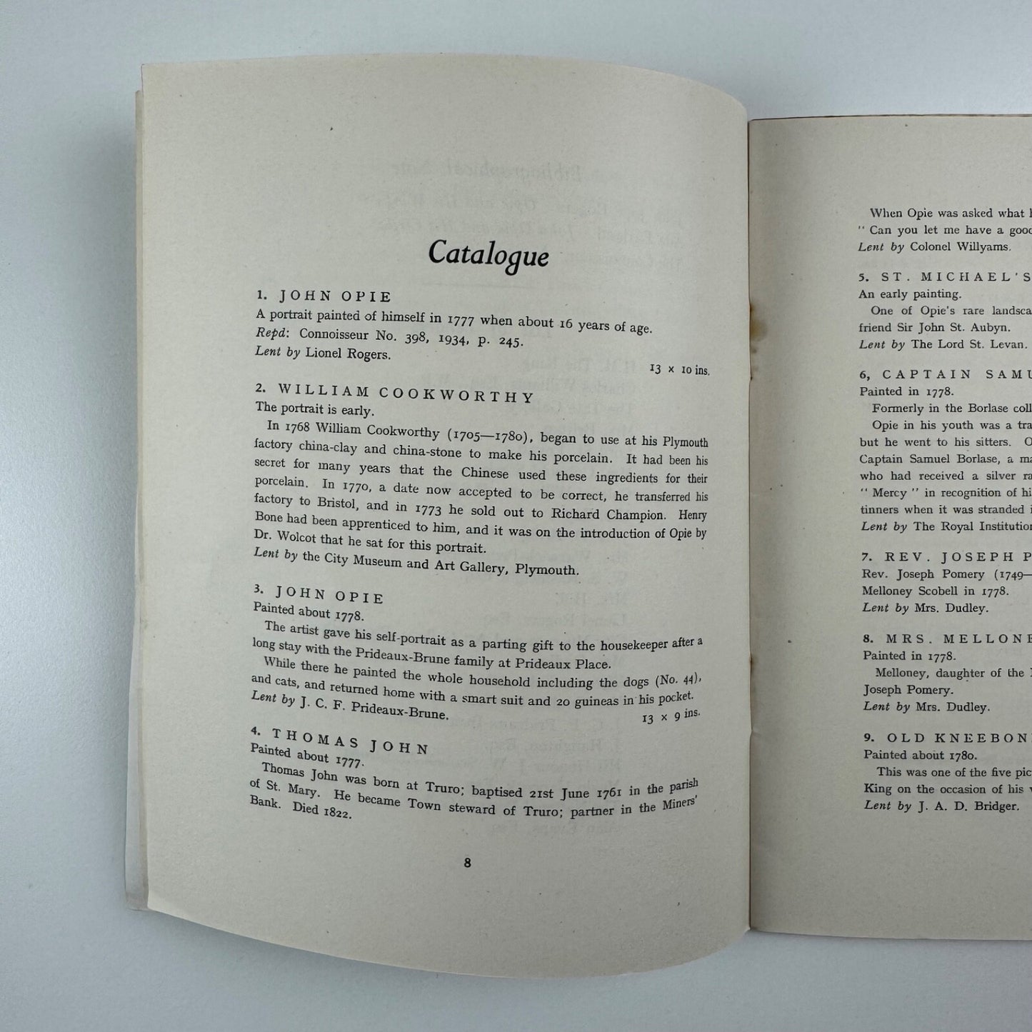 John Opie and Henry Bone. An exhibition of paintings and miniatures. Organised by the Royal Institution of Cornwall, with the Arts Council in 1951