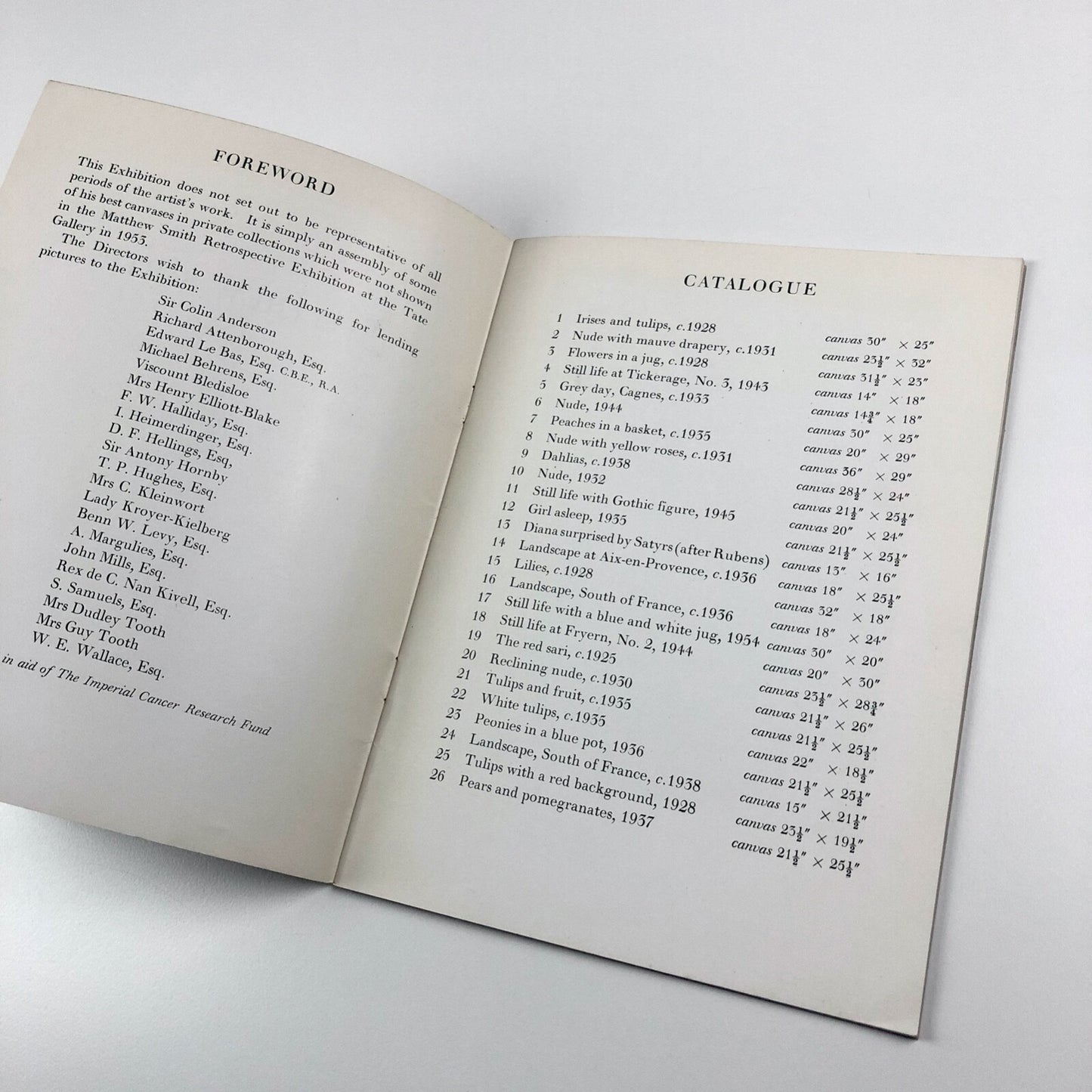 Homage to Matthew Smith | Arthur Tooth catalogue, Mayor Gallery 1960