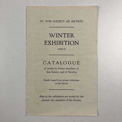 St Ives Society of Artists | Winter Exhibition catalogue leaflet, 1970-71 | Newlyn artists