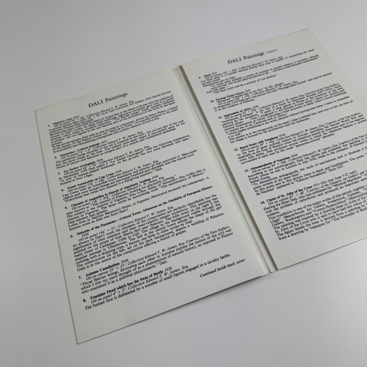 Leaflet for Dali. Art-in-Jewels Exhibition & Paintings | Whitechapel Art Gallery