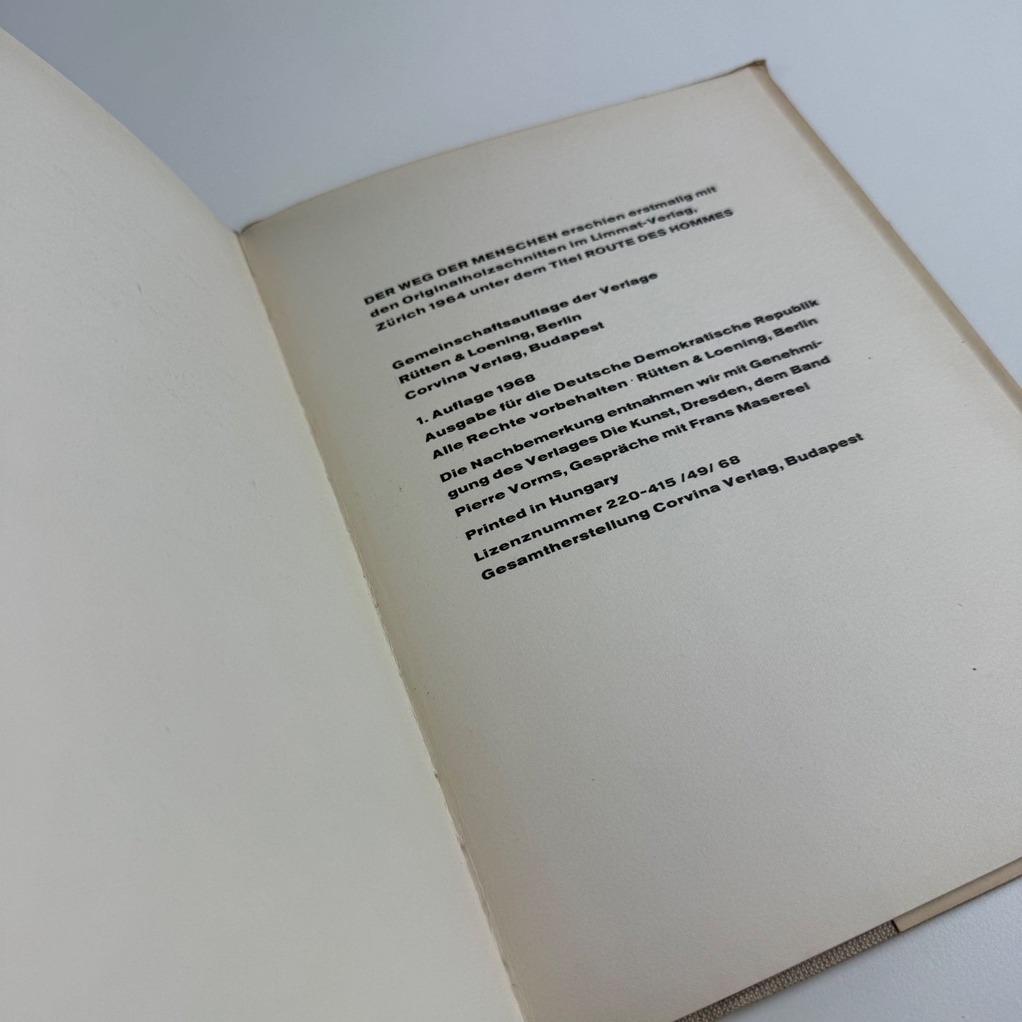 Der Weg der Menschen. Sechzig Holzschnitte von Frans Masereel | Rütten & Loening, Berlin, 1968