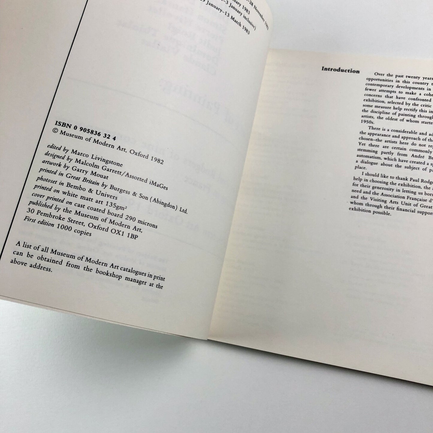 The Subject of Painting. A Selection by Paul Rogers | Museum of Modern Art Oxford catalogue, 1982