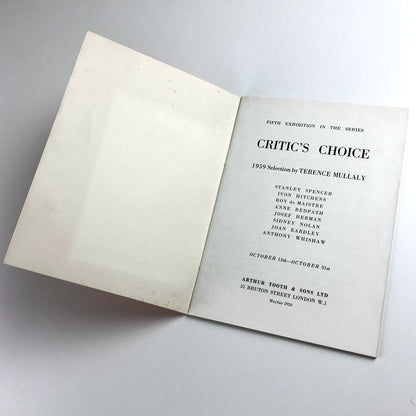 Critic's Choice exhibition catalogue, Terence Mullaly | Arthur Tooth & Sons 1959