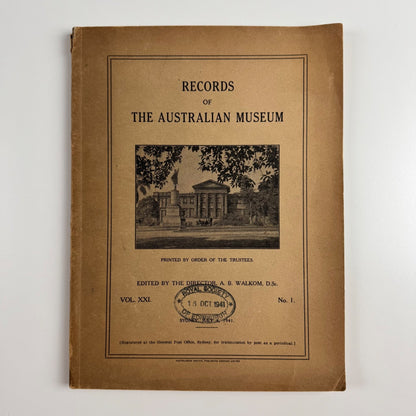 Records of the Australian Museum ed. A.B. Walkom Vol XXI, No. 1 4 July 1941