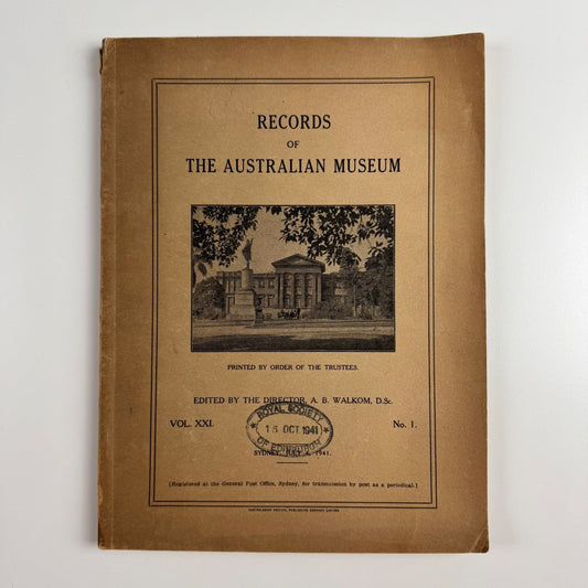 Records of the Australian Museum ed. A.B. Walkom Vol XXI, No. 1 4 July 1941