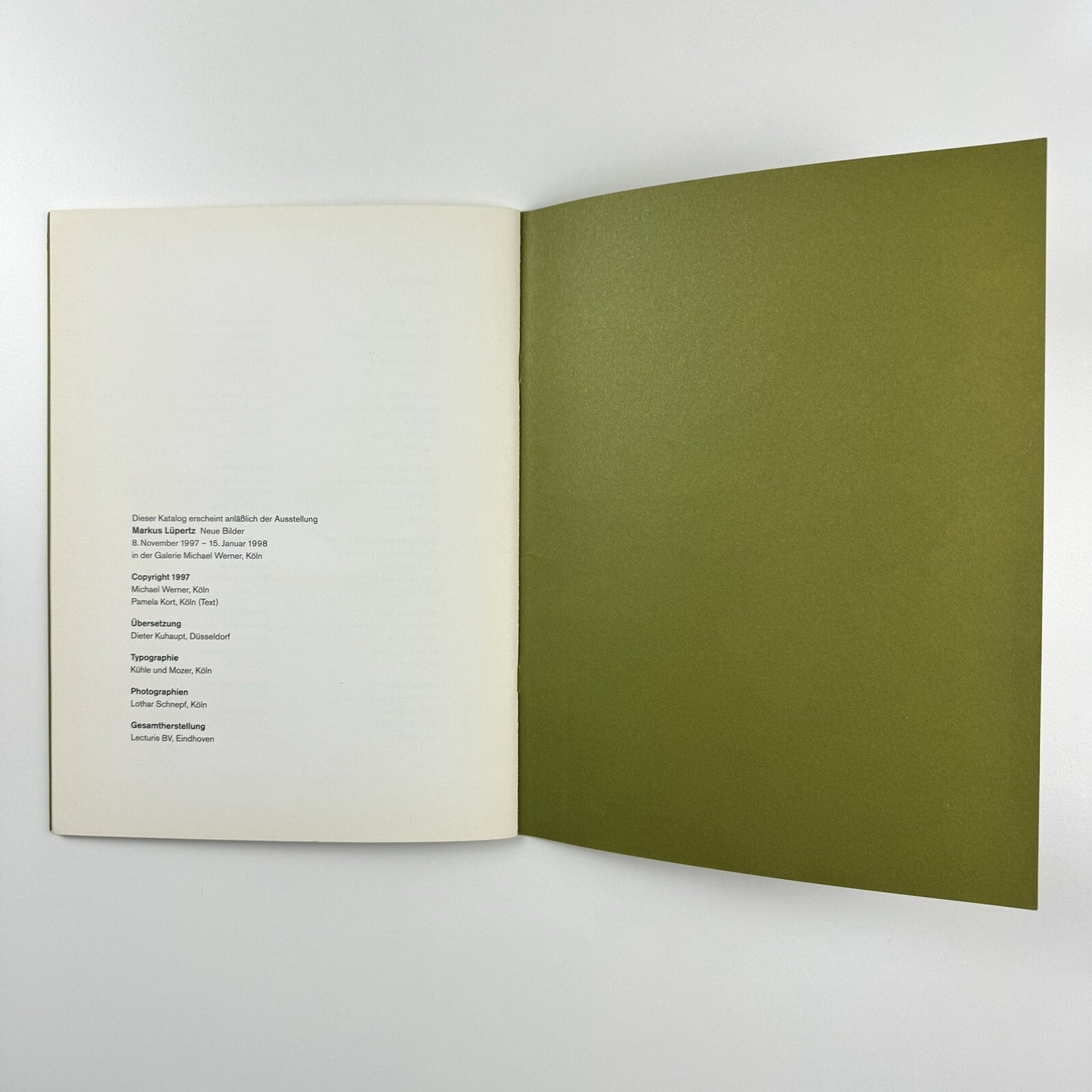 Markus Lüpertz. Neue Bilder | Text Pamela Kort | Galerie Michael Werner exhibition catalogue, 1997/8