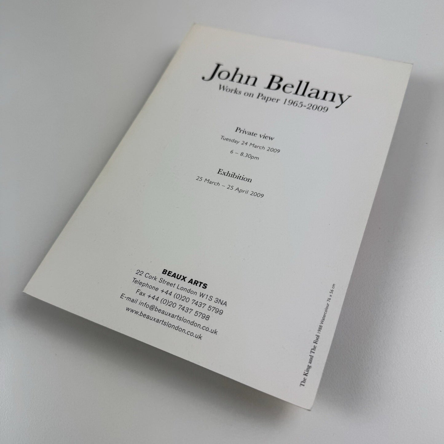 Private view invite John Bellany Works on Paper 1965-2009 | Beaux Arts, 2009