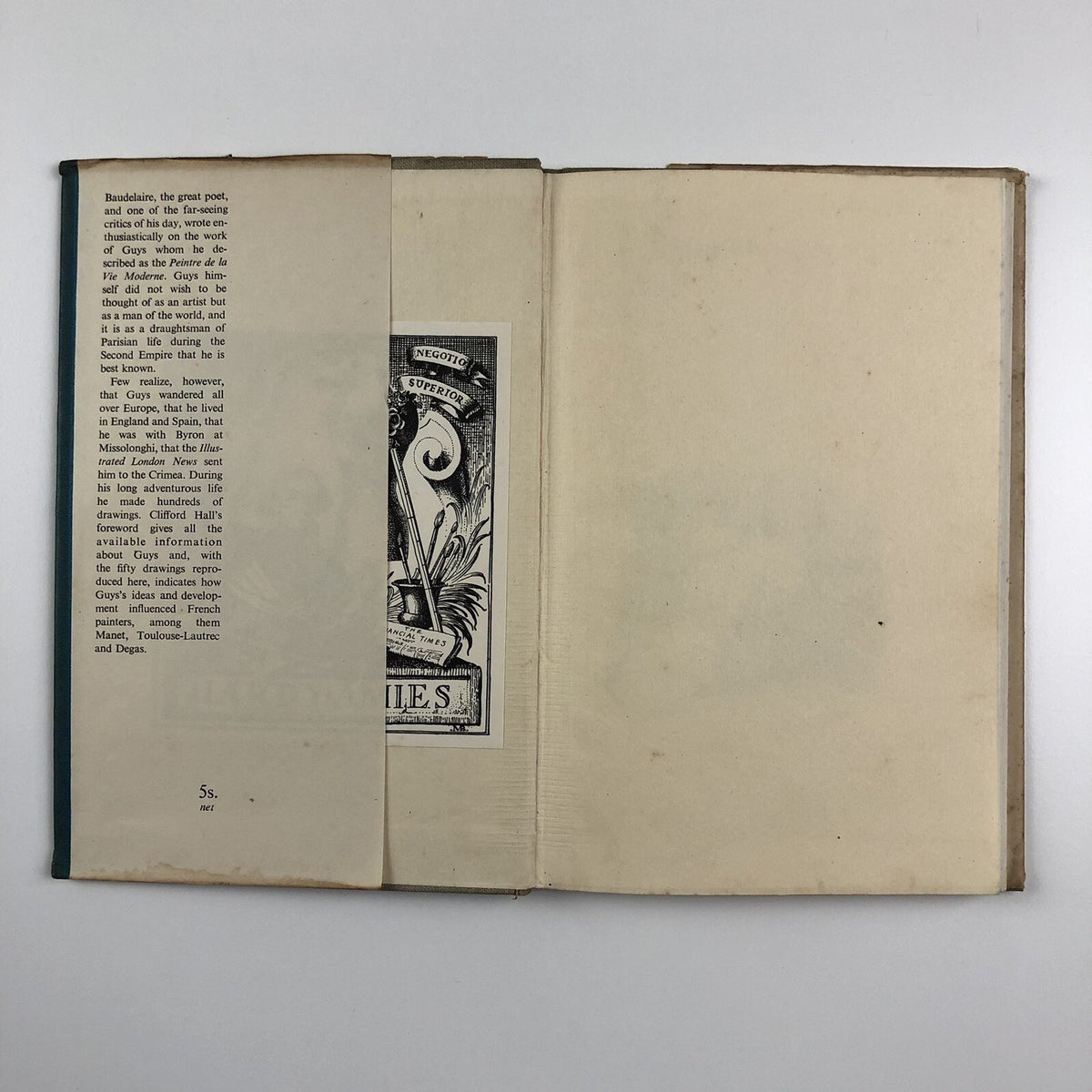 Constantin Guys Ariel Books intro Clifford Hall 1945 | Hardy Amies bookplate