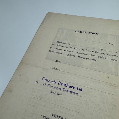 Prospectus for The Physiology of Taste by Brillat-Savarin | Peter Davies, 1925