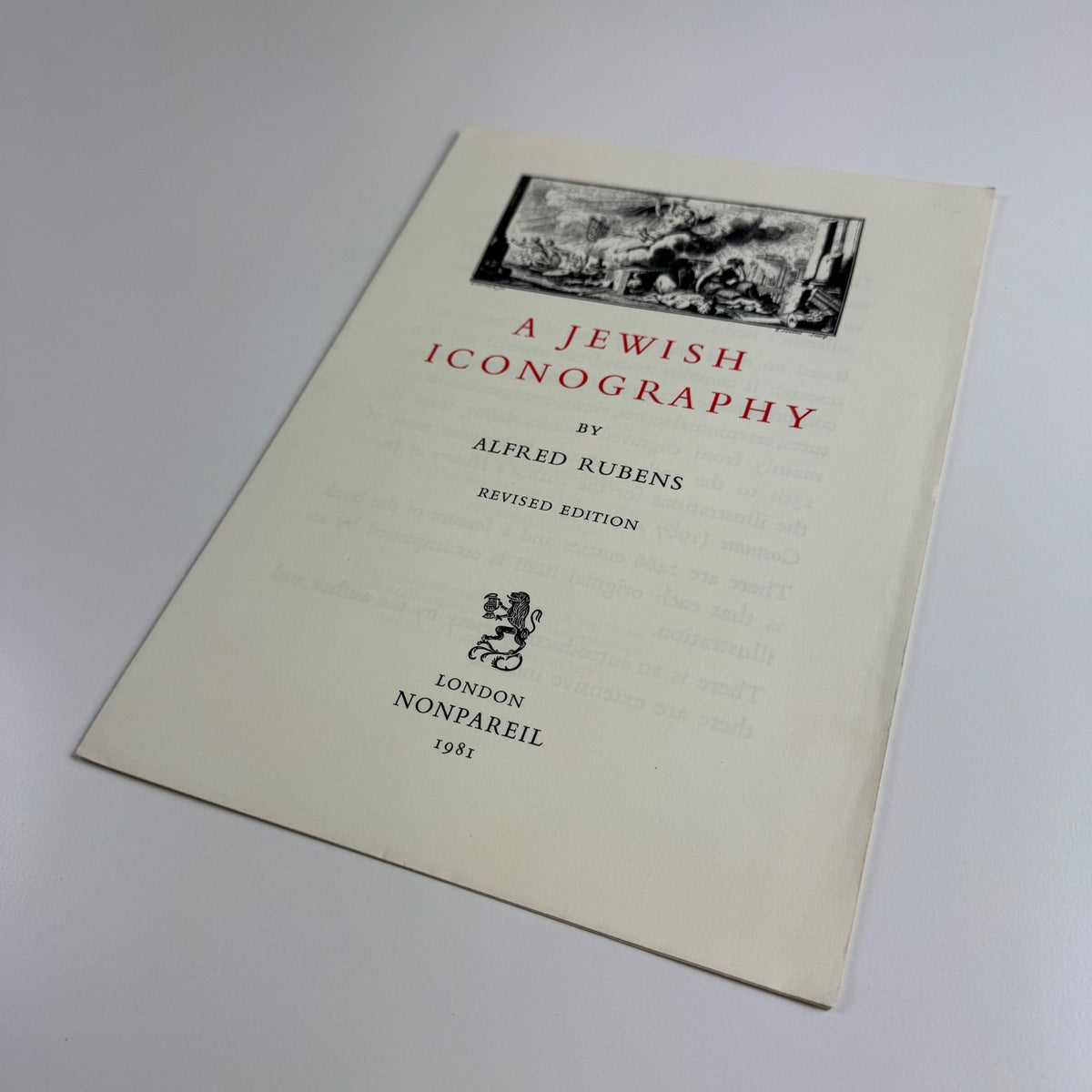 Prospectus for A Jewish Iconography by Alfred Rubens Nonpareil Publishing, 1981