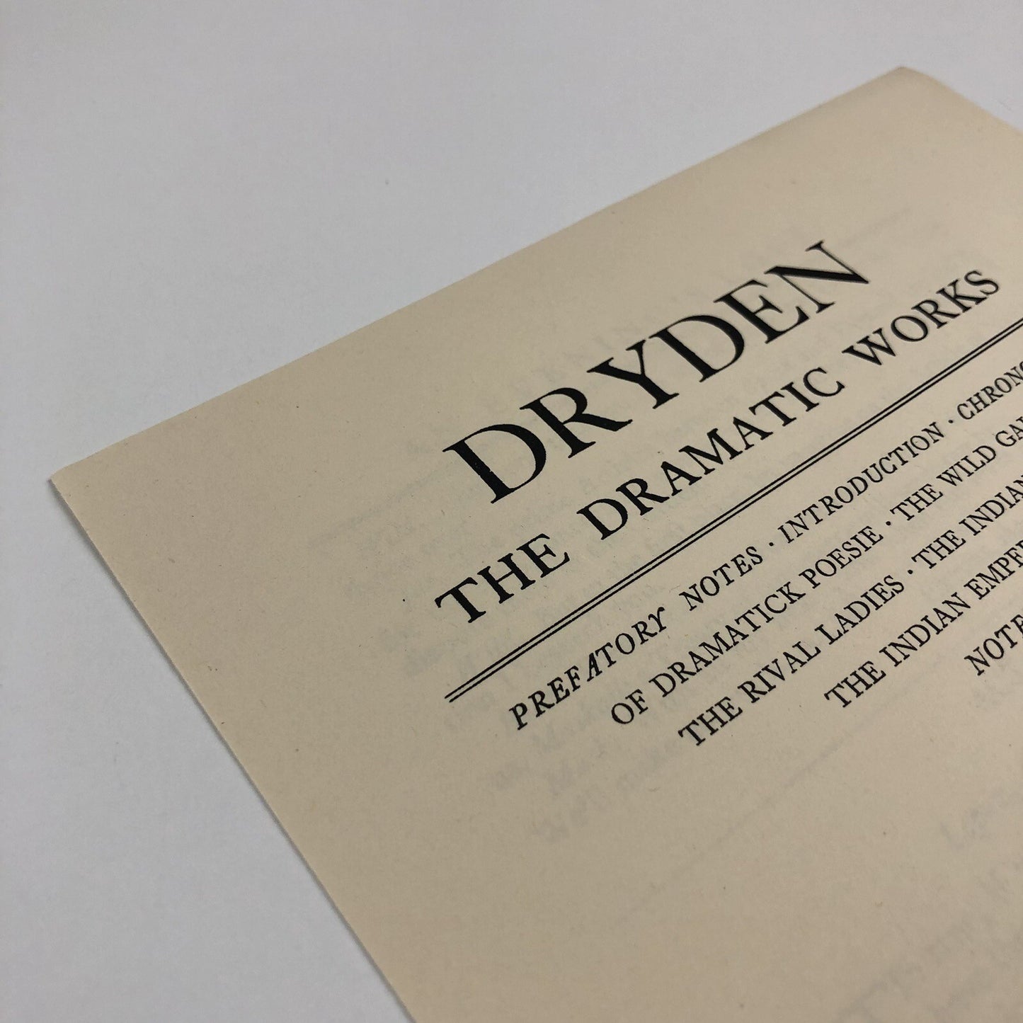Prospectus – Dryden The Dramatic Works | Edited by Montague Summers | Nonesuch Press 1931