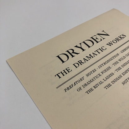 Prospectus – Dryden The Dramatic Works | Edited by Montague Summers | Nonesuch Press 1931