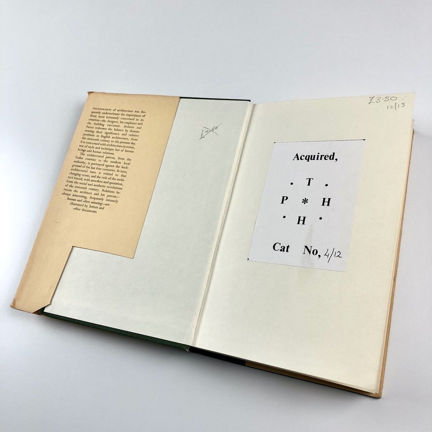 Architect and Patron by Frank Jenkins | University of Durham Publications | Oxford University Press, 1961