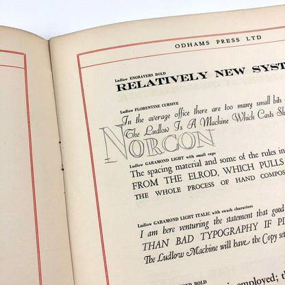 One–Line Specimens of Ludlow Typefaces, Rules, Ruleforme & Borders; | Odhams Press, 1930s?