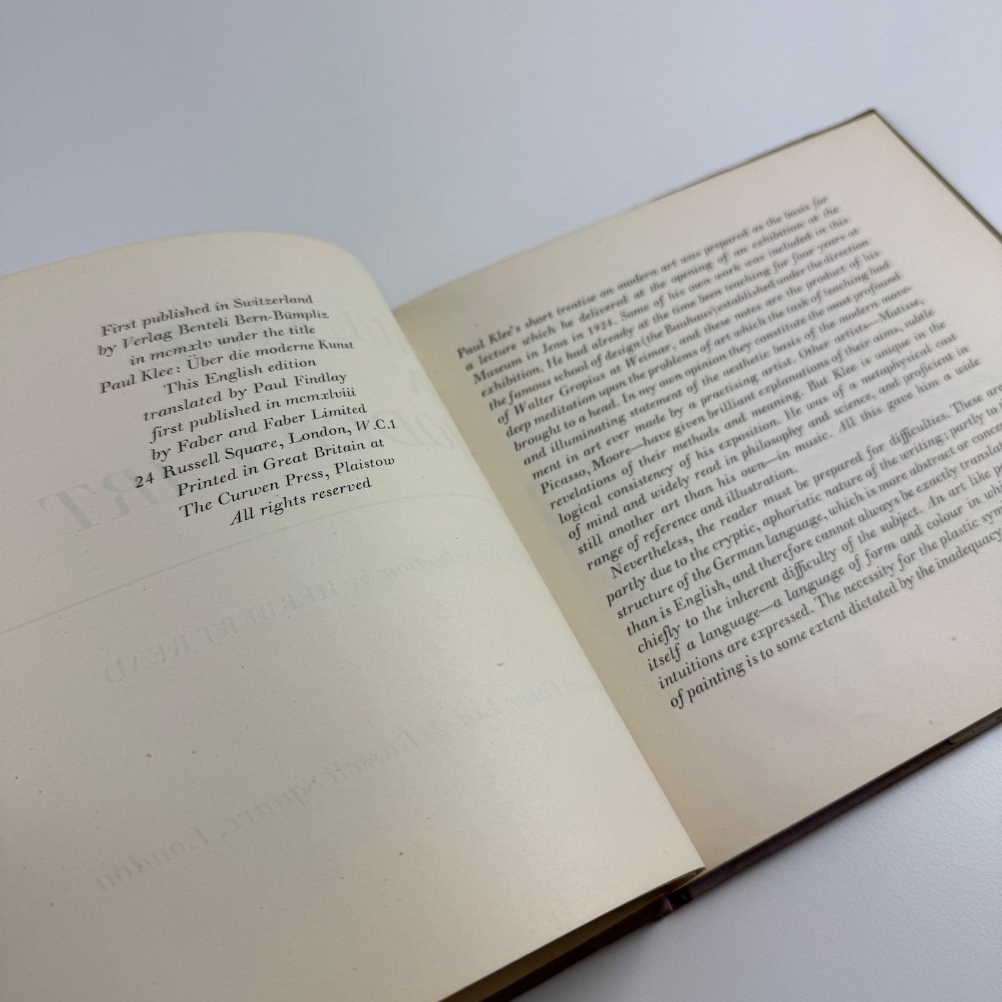 Paul Klee on Modern Art intro Herbert Read | Faber & Faber, 1948