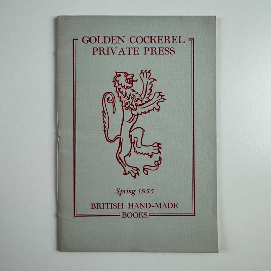 Golden Cockerel Private Press British Hand-made books. Spring 1955