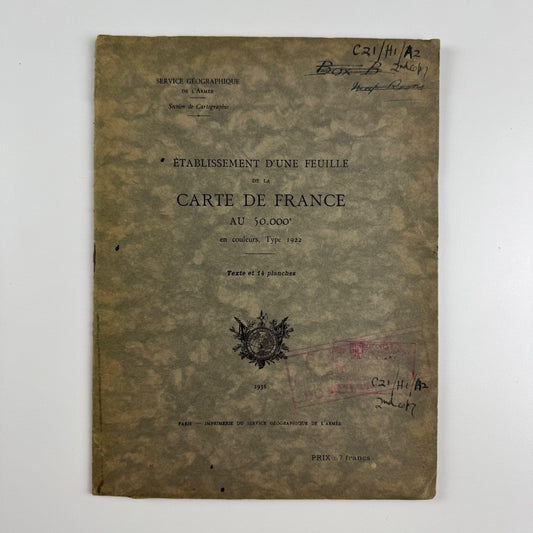 Établissement d’une feuille de la carte de France | Géographique de l’armée 1936