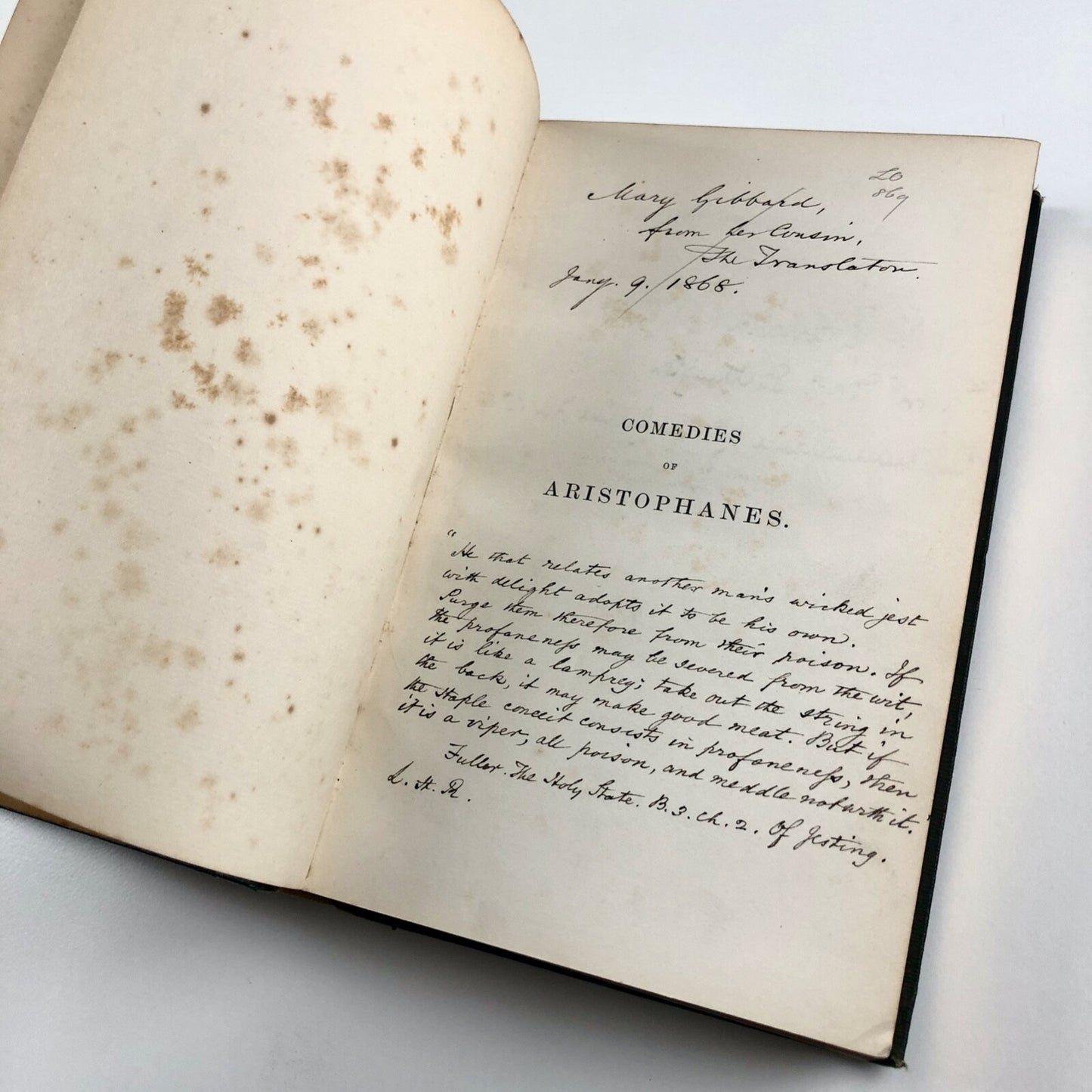 Eight Comedies of Aristophanes | Translated by Leonard-Hampson Rudd | Longmans, Green &amp; Co, London, 1867