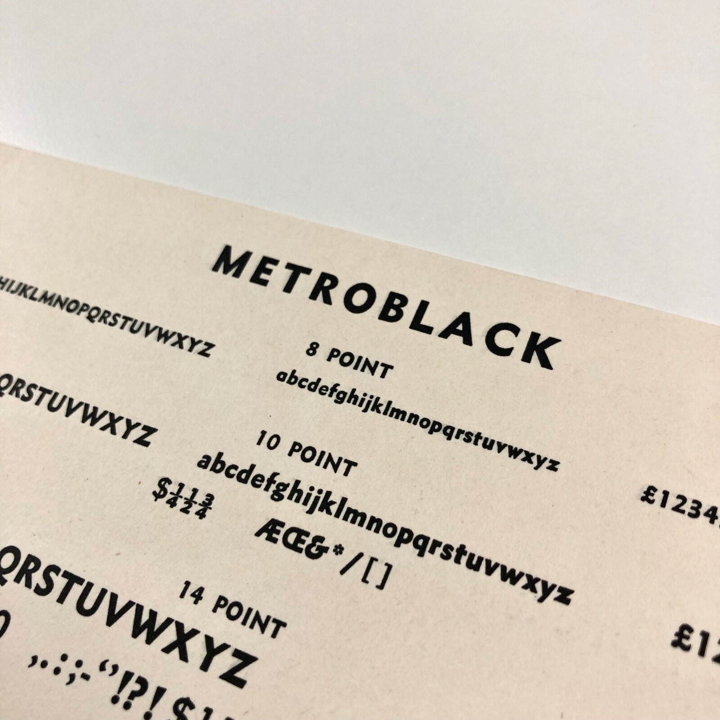 Metroblack / Times Heading Bold Condensed | 2-page type specimen card | William Addison Dwiggins
